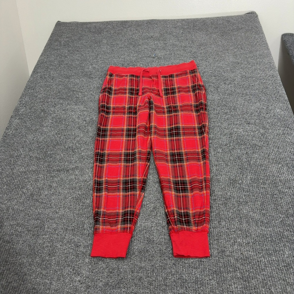J.Crew Pajama‎ Pants Mens M Red Plaid Knit Jogger Sleepwear Casual Cotton